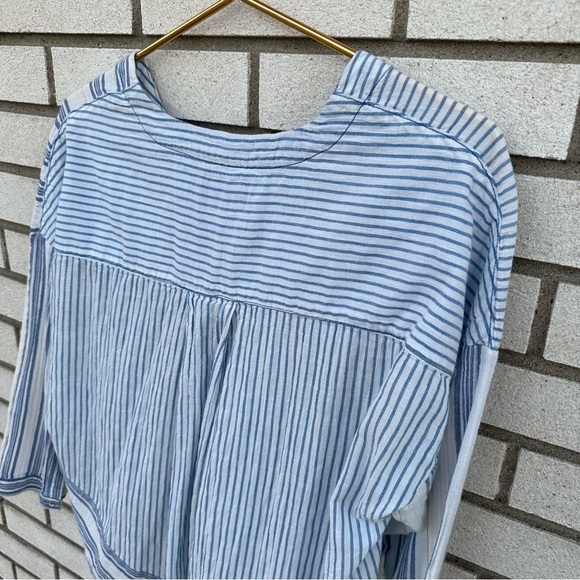 Anthropologie Holding Horses Mimi Pieced Wrap Tunic Blue White Stripe - Picture 10 of 13